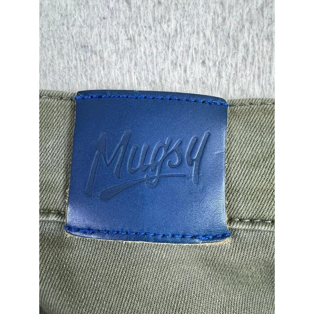 Mugsy Jeans Mens 30x30 Green Slim Tapered Stretch Denim Casual Pants Olive